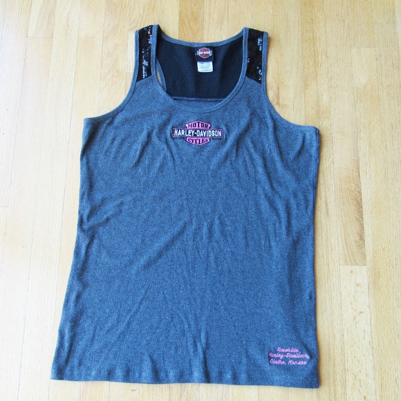 Harley-Davidson Tops - Harley-Davidson Ribbed Sequinned Tank Top Shirt